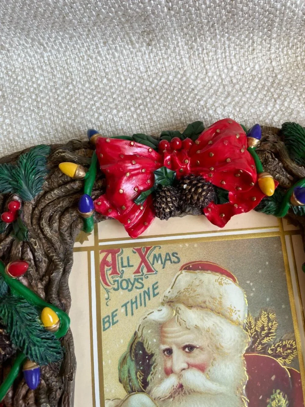 Vintage Ornate 3D Resin Christmas Teddy Bear Toys Picture Frame Fits 5x7” Photos